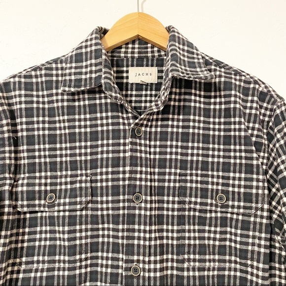 Jachs Flannel Button Shirt‎ Men’s Large Thick Heavy Long Sleeve Plaid Green​ - Picture 3 of 10